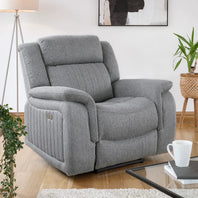 Linden Fabric Electric Recliner Arm Chair In Grey