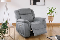 Linden Fabric Electric Recliner Arm Chair In Grey