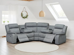 Linden Fabric Large Electric Recliner Corner Sofa In Grey