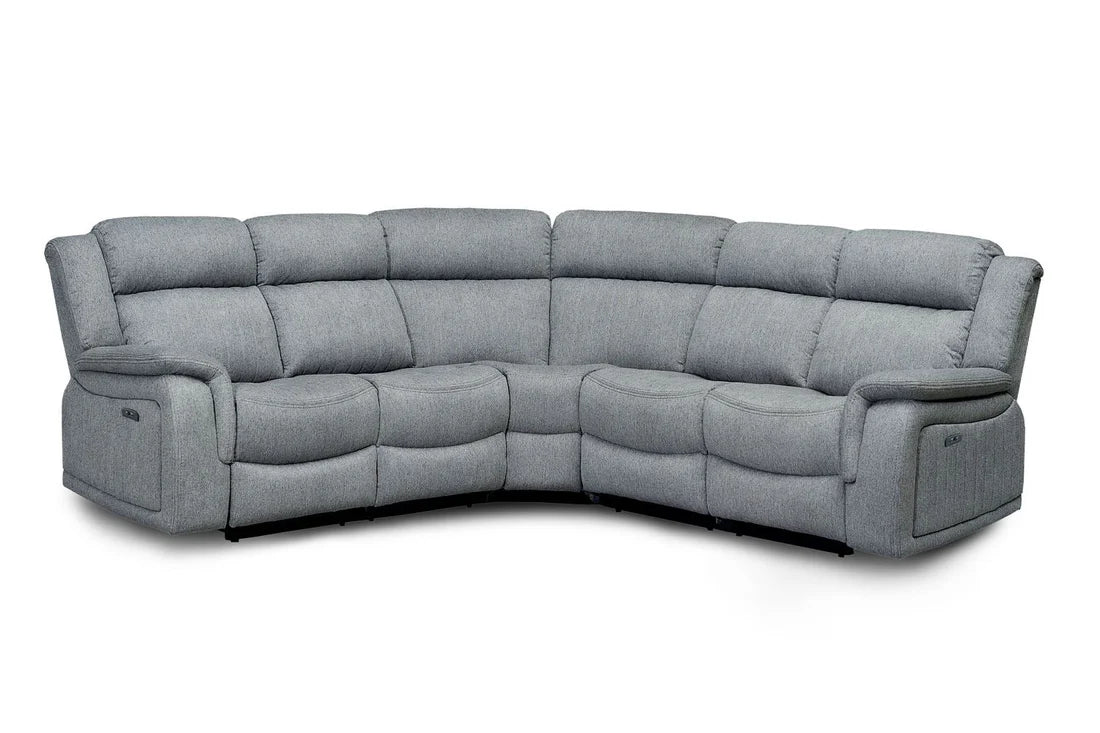 Linden Fabric Large Electric Recliner Corner Sofa In Grey
