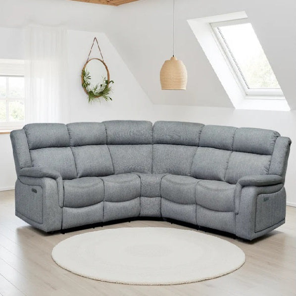 Linden Fabric Large Electric Recliner Corner Sofa In Grey