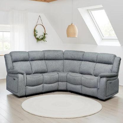 Linden Fabric Large Electric Recliner Corner Sofa In Grey