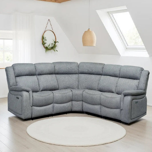 Linden Fabric Large Electric Recliner Corner Sofa In Grey