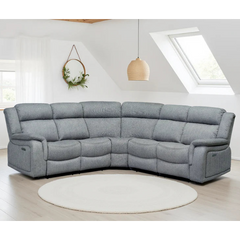 Linden Fabric Large Electric Recliner Corner Sofa In Grey