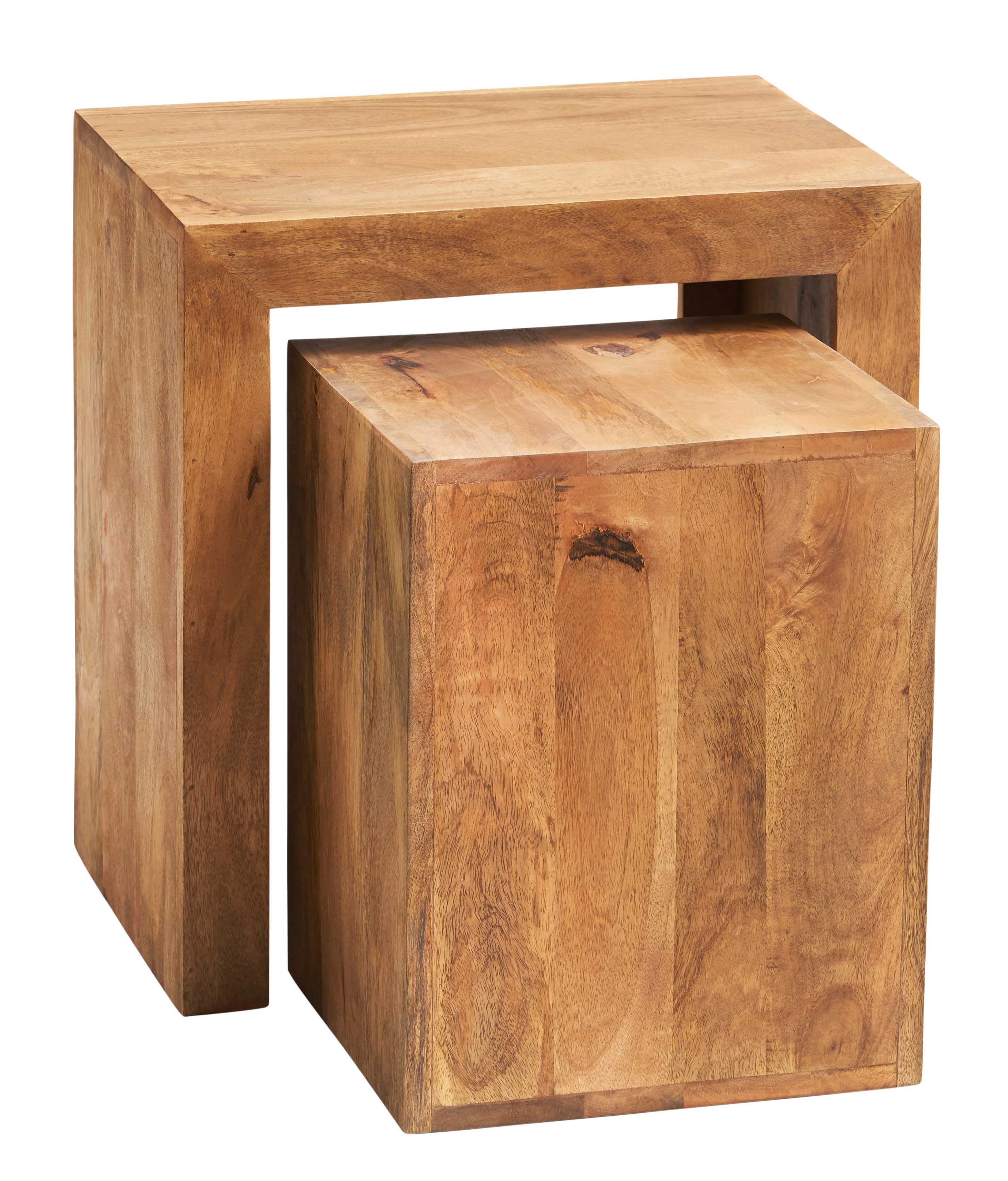 Toko Light Mango Cubed Nest Of 2 Tables - UK