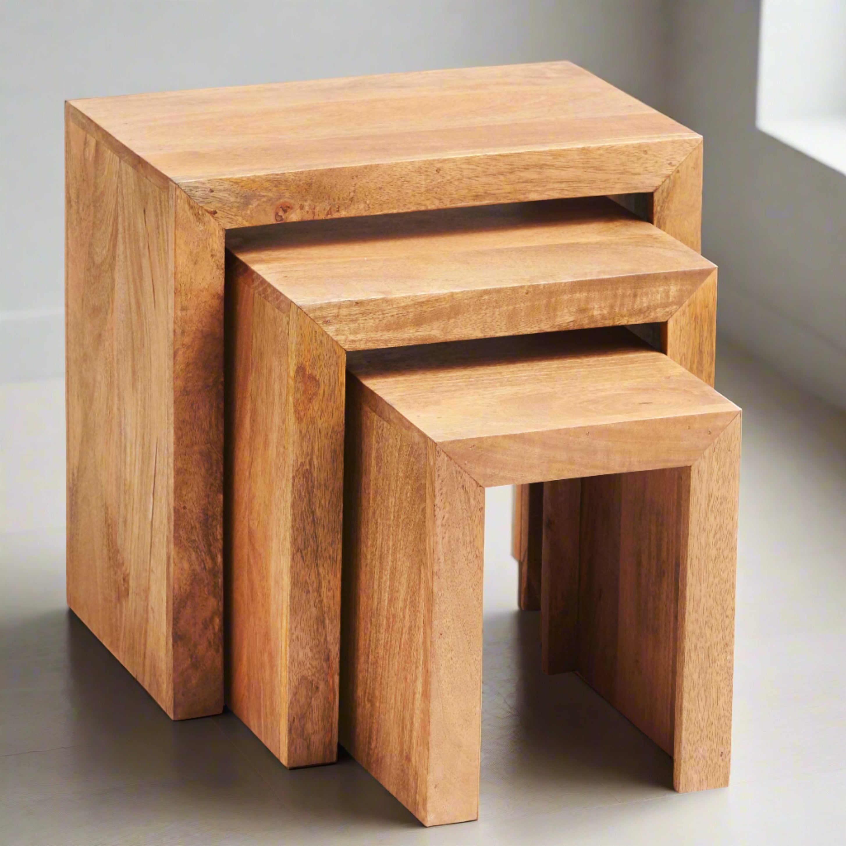 Toko Light Mango Nest Of 3 Tables - UK - Furniture One Shop