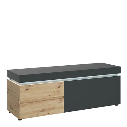 Luci 1 Door 2 Drawer 150 cm TV unit (including LED lighting) in Platinum and Oak