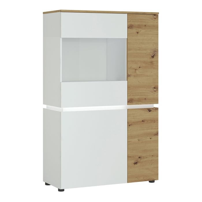 Luci 4 door low display cabinet (including LED lighting) in White and Oak