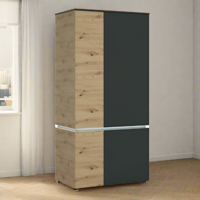 Luci 4 door wardrobe (including LED lighting) in Platinum and Oak