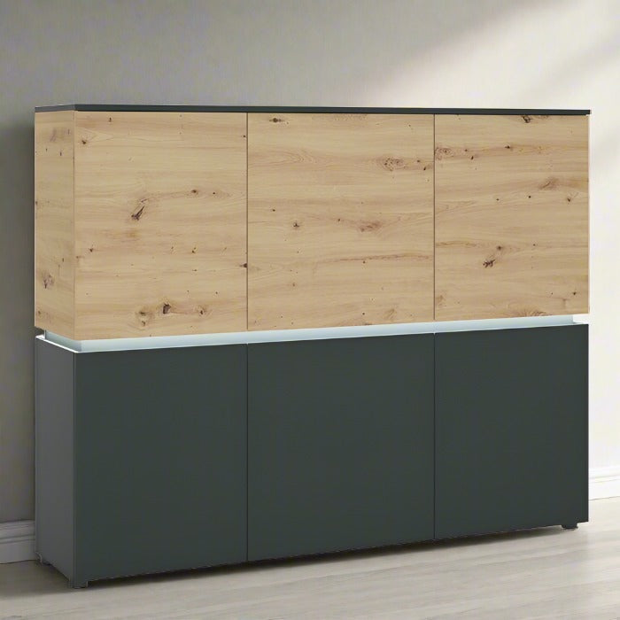 Luci 6 door cabinet (including LED lighting) in Platinum and Oak