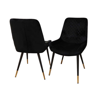 Luna Black Velvet Dining Chairs in Pair