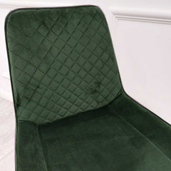 Luna Emerald Green Velvet Dining Chairs in Pair - Furniture One Shop
