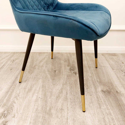 Luna Navy Blue Velvet Dining Chairs in Pairs