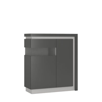 Lyon 2 Door Designer Cabinet (LH) in Platinum/Light Grey Gloss