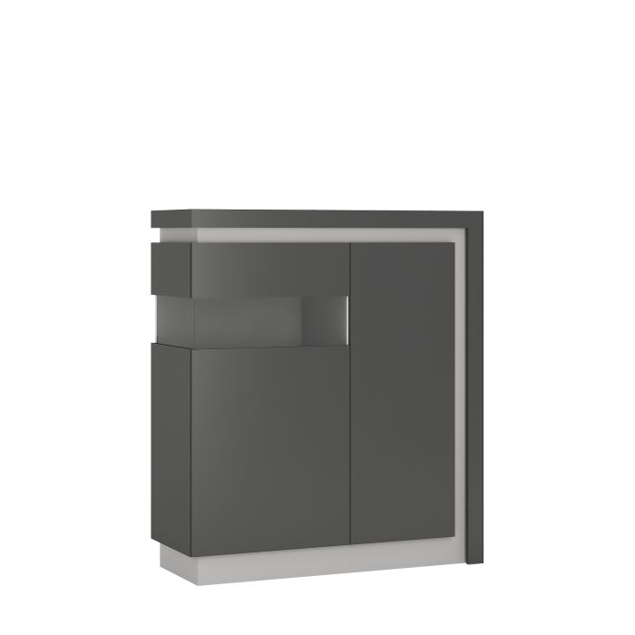 Lyon 2 Door Designer Cabinet (LH) in Platinum/Light Grey Gloss