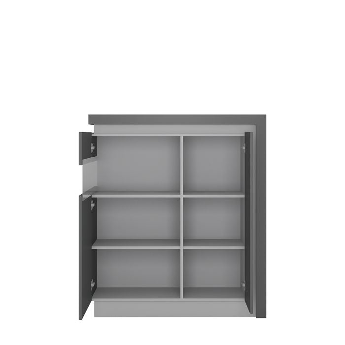 Lyon 2 Door Designer Cabinet (LH) in Platinum/Light Grey Gloss