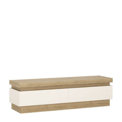 Lyon 2 Drawer TV Cabinet in Riviera Oak/White High Gloss - Furniture One Shop