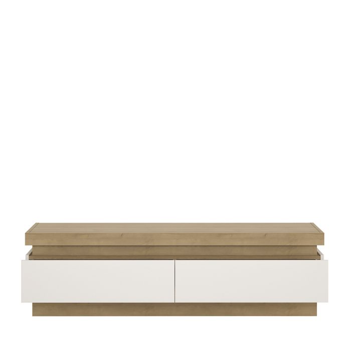 Lyon 2 Drawer TV Cabinet in Riviera Oak/White High Gloss