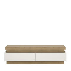 Lyon 2 Drawer TV Cabinet in Riviera Oak/White High Gloss - Furniture One Shop