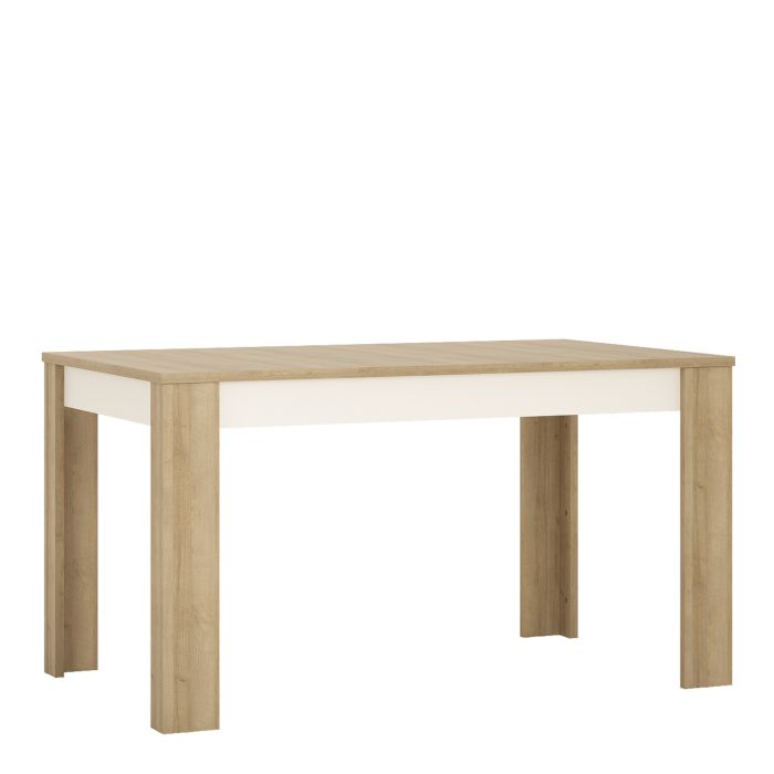 Lyon Medium Extending Dining Table 140-180cm in Riviera Oak/White High Gloss