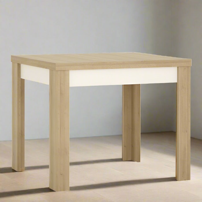 Lyon Small Extending Dining Table 90-180cm in Riviera Oak/White High Gloss