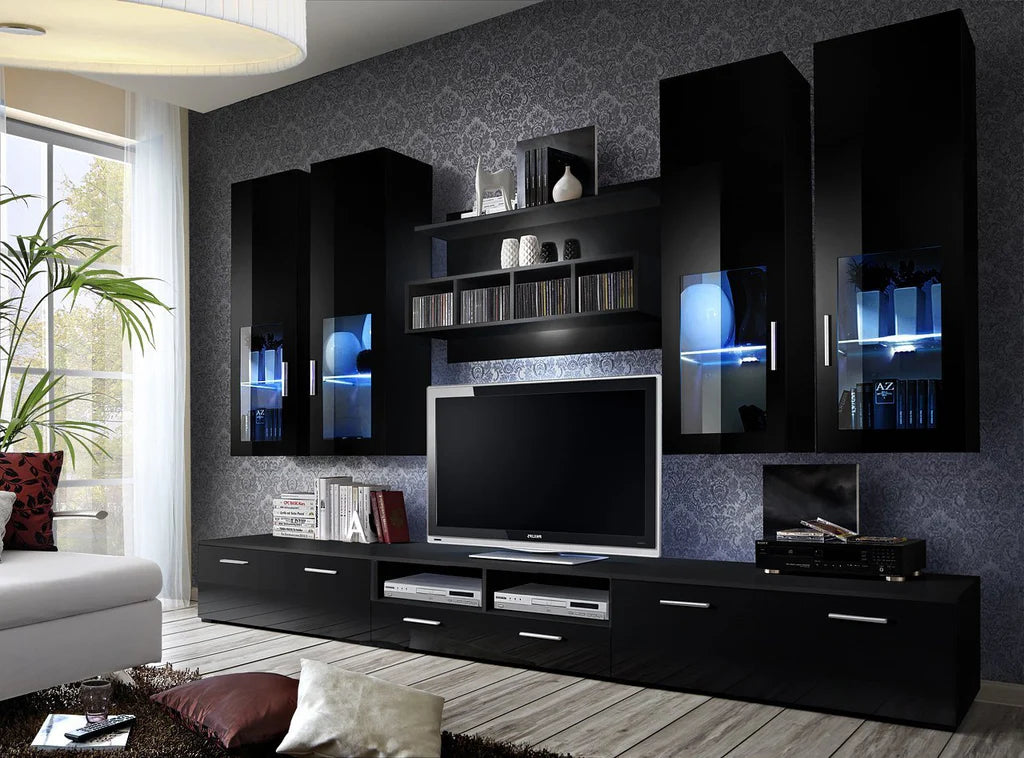 Lyra Wooden Entertainment Unit in Black High Gloss
