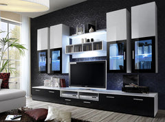 Lyra Wooden Entertainment Unit in Black & White High Gloss