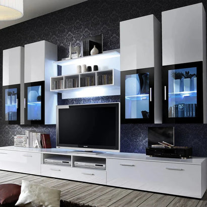 Lyra Wooden Entertainment Unit in White High Gloss
