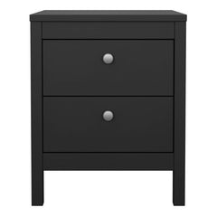 Madrid Bedside Table 2 drawers in Matt Black - Furniture One Shop