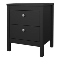 Madrid Bedside Table 2 drawers in Matt Black - Furniture One Shop