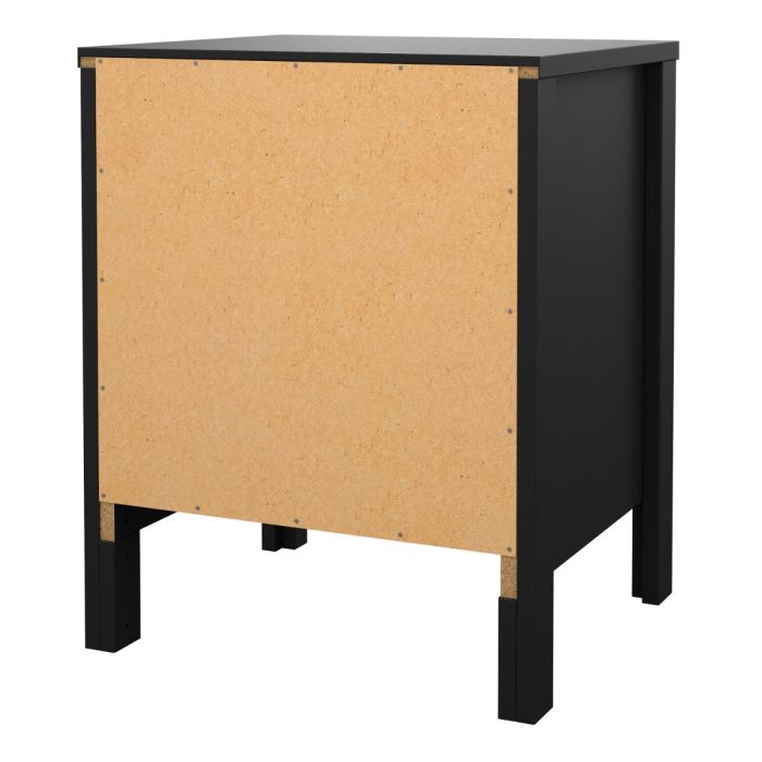 Madrid Bedside Table 2 drawers in Matt Black