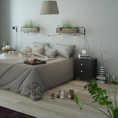 Madrid Bedside Table 2 drawers in Matt Black - Furniture One Shop