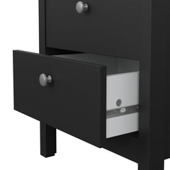Madrid Bedside Table 2 drawers in Matt Black - Furniture One Shop