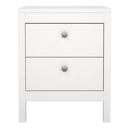 Madrid Bedside Table 2 drawers in White