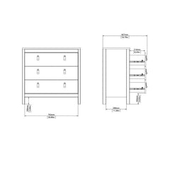 Madrid Chest 3 drawers in Matt Black - Furniture One Shop