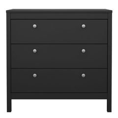 Madrid Chest 3 drawers in Matt Black - Furniture One Shop