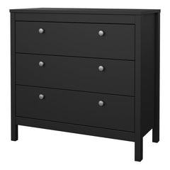 Madrid Chest 3 drawers in Matt Black - Furniture One Shop