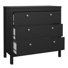 Madrid Chest 3 drawers in Matt Black - Furniture One Shop
