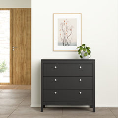 Madrid Chest 3 drawers in Matt Black - Furniture One Shop
