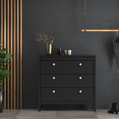 Madrid Chest 3 drawers in Matt Black - Furniture One Shop