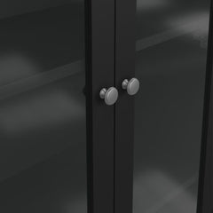 Madrid China Cabinet 2 Glass Doors with 3 Drawers in Matt Black - Furniture One Shop