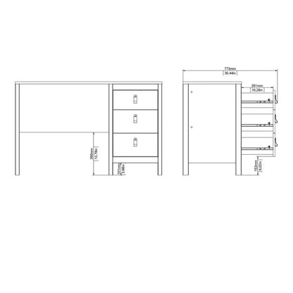 Madrid Desk 3 drawers Matt Black