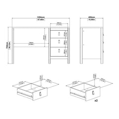 Madrid Desk 3 drawers White