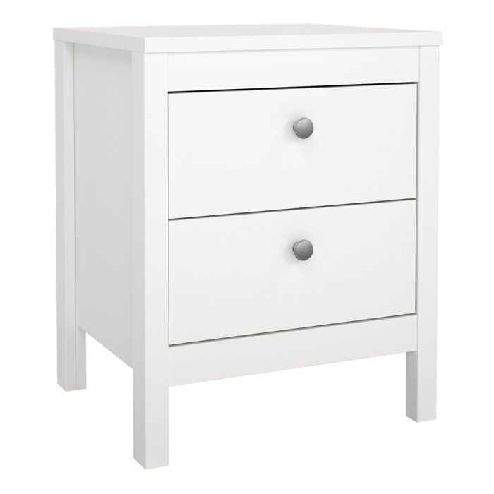 Madrid Package - Bedside Table 2 drawers + Chest 3+2 drawer + Wardrobe with 2 doors in White