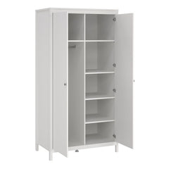 Madrid Package - Bedside Table 2 drawers + Chest 3+2 drawer + Wardrobe with 2 doors in White - Furniture One Shop