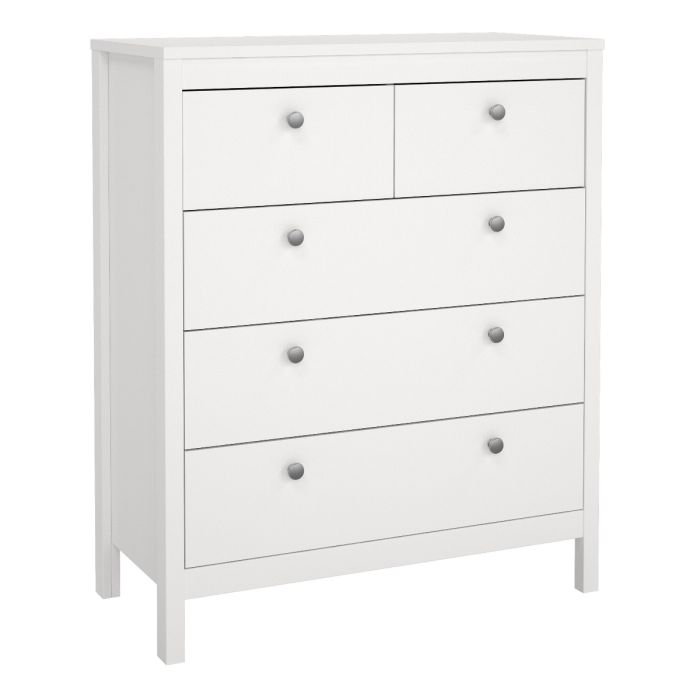 Madrid Package - Bedside Table 2 drawers + Chest 3+2 drawer + Wardrobe with 2 doors in White