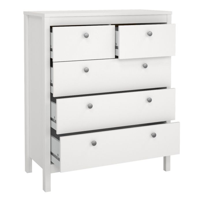 Madrid Package - Bedside Table 2 drawers + Chest 3+2 drawer + Wardrobe with 2 doors in White