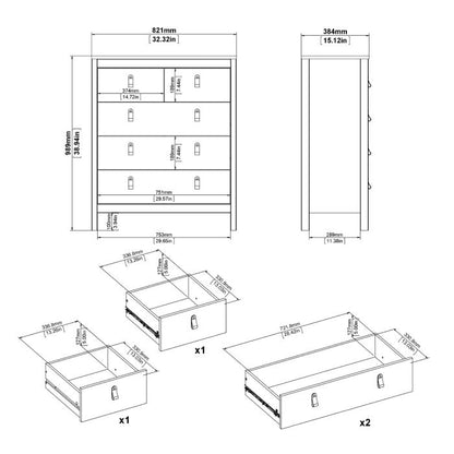 Madrid Package - Bedside Table 2 drawers + Chest 3+2 drawer + Wardrobe with 3 doors in White