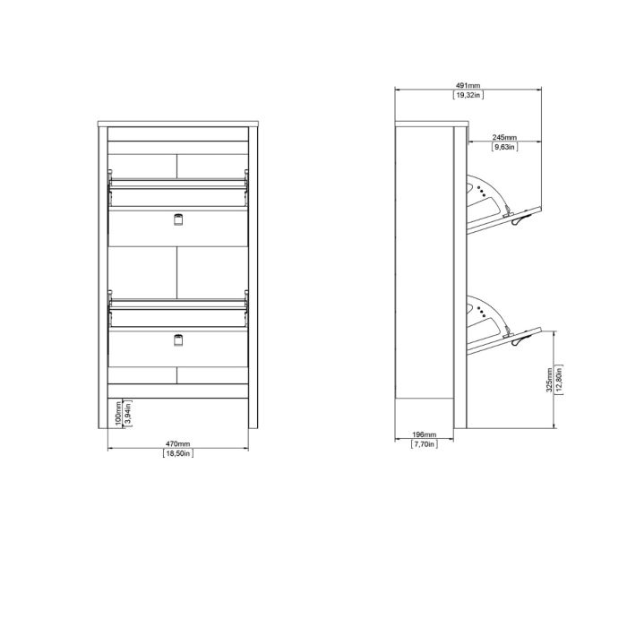 Madrid Shoe Cabinet 2 Flip Down Doors White