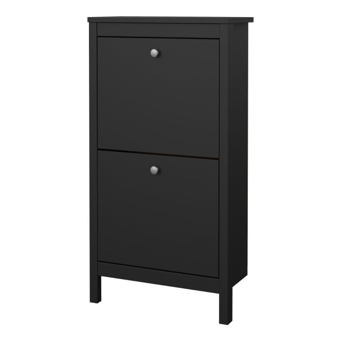 Madrid Shoe Cabinet 2 Flip Down Doors Matt Black